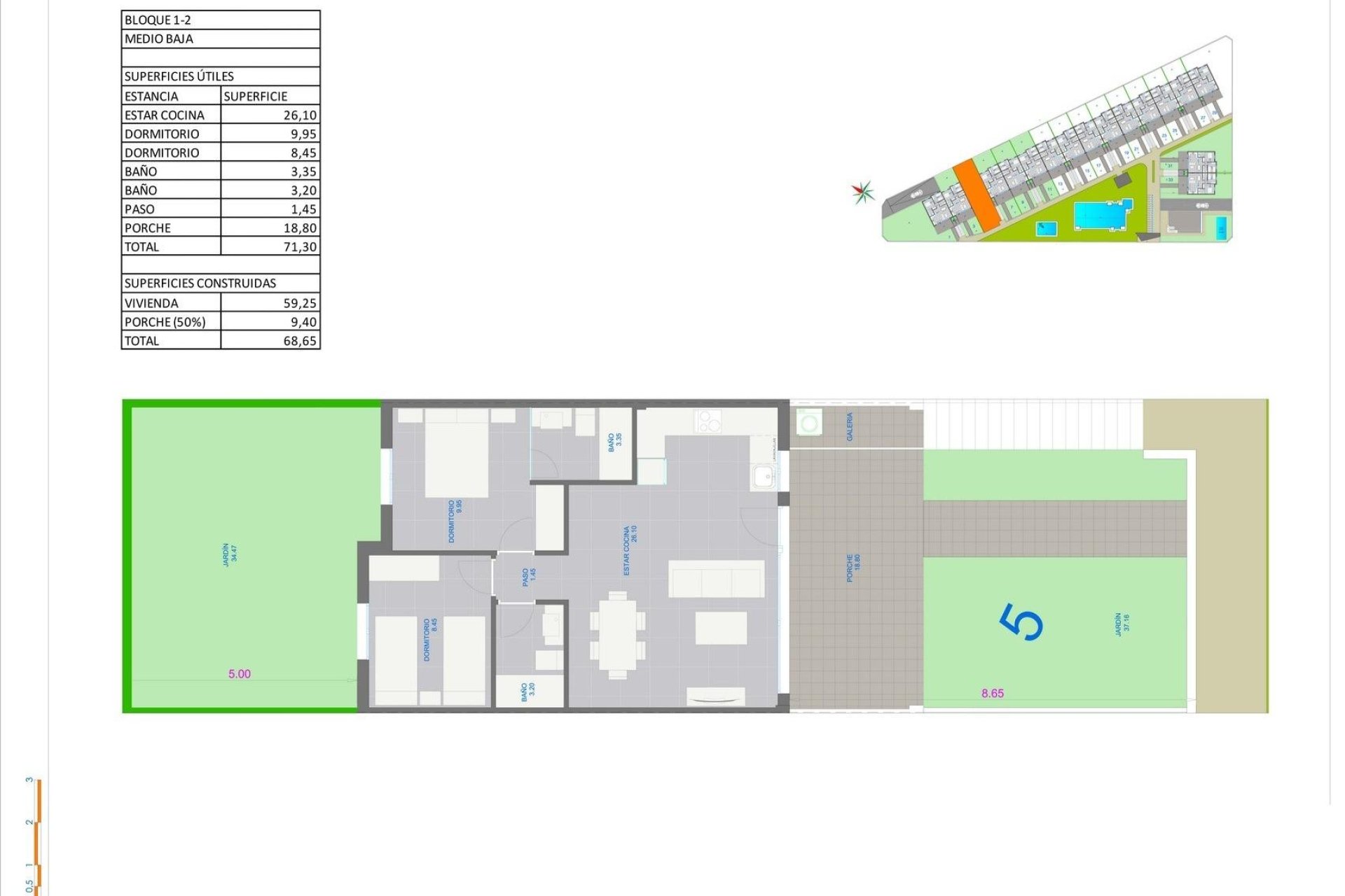 Nowy budynek - Bungalowy -
Pilar de la Horadada - pueblo
